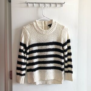 H&M Cream & Black Stripe Sweater W/ Gold Back Zipper